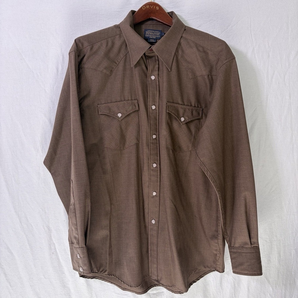 Pendleton Canyon High Grade Westernwear Worsted Wool Shirt Brown Pearl Snaps L